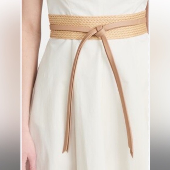 B-Low The Belt Leilani Woven Leather Belt Beige Tan one size NWT - Picture 1 of 4